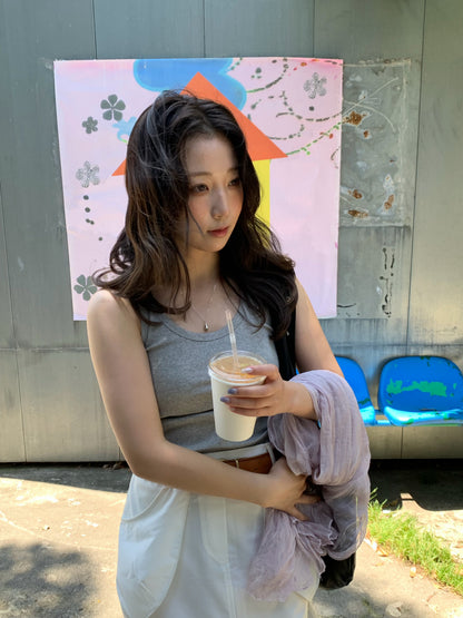 sleeve less round neck top / 6color