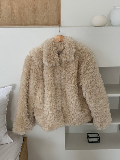 【予約】cotton candy fur jacket / camel