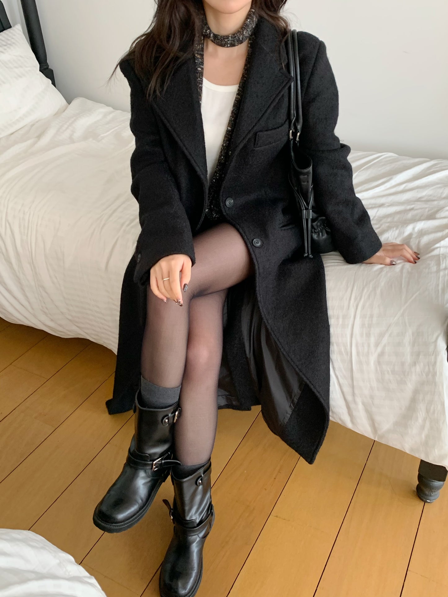 【予約】◆送料無料◆teddy long coat  / black