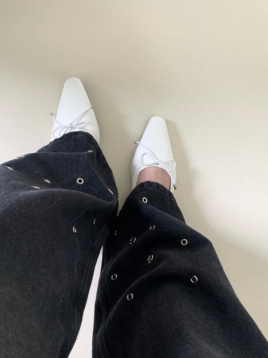 【送料無料】pointed ribbon flat shoes / 3color