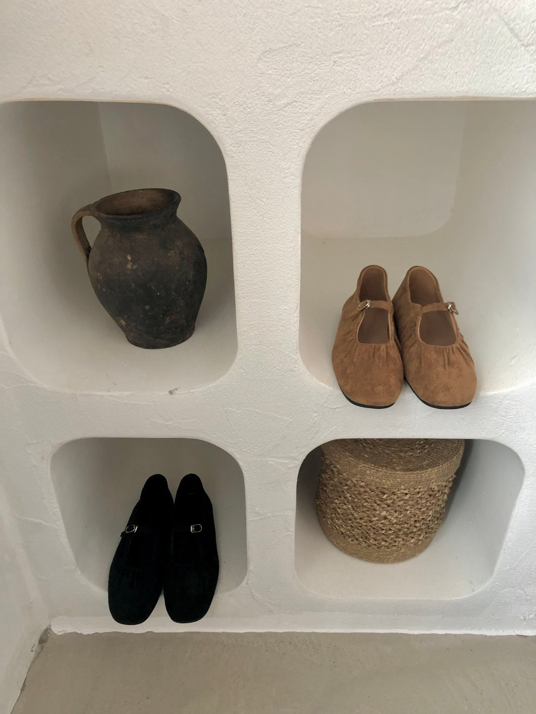 strap gather flat shoes / 2color