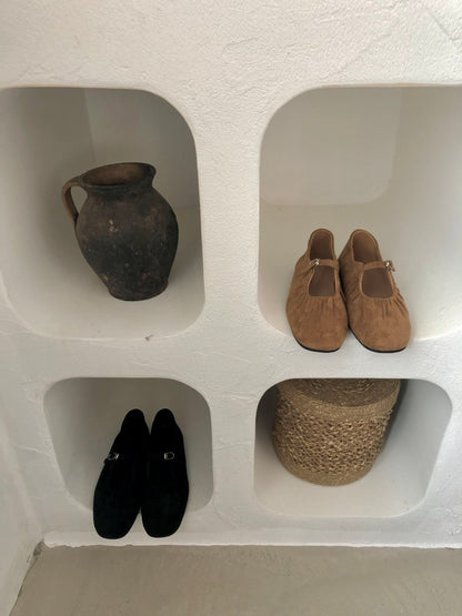 strap gather flat shoes / 2color