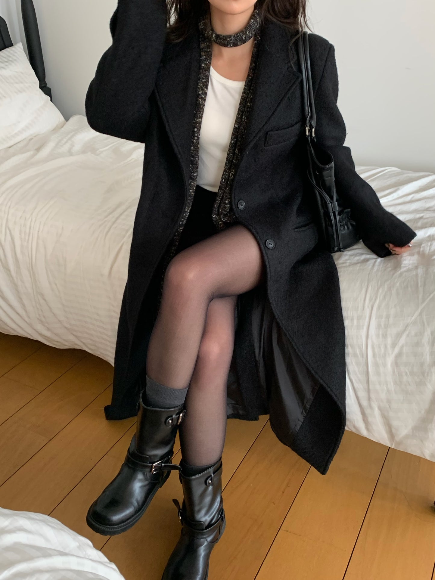 【予約】◆送料無料◆teddy long coat  / black