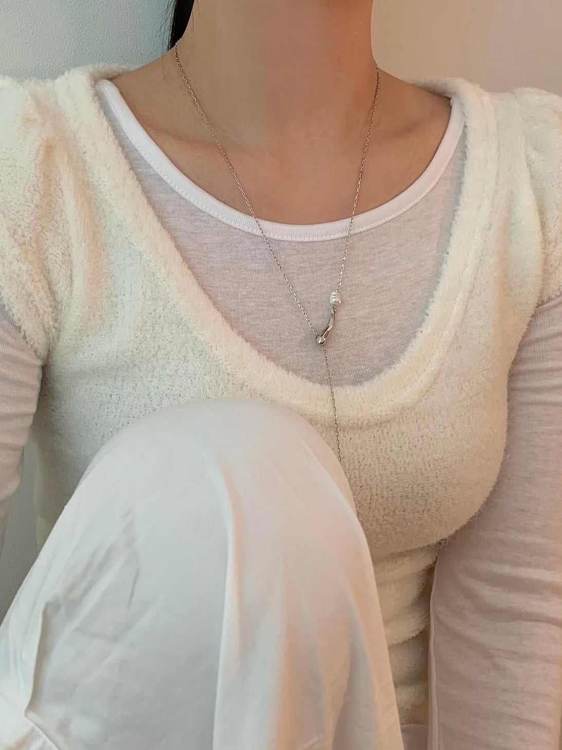 pearl Ychain long necklace