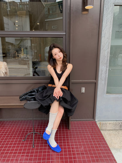 double belt balloon skirt / 2color