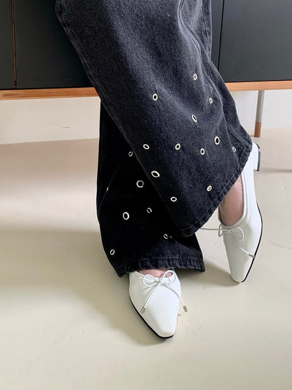 【送料無料】pointed ribbon flat shoes / 3color