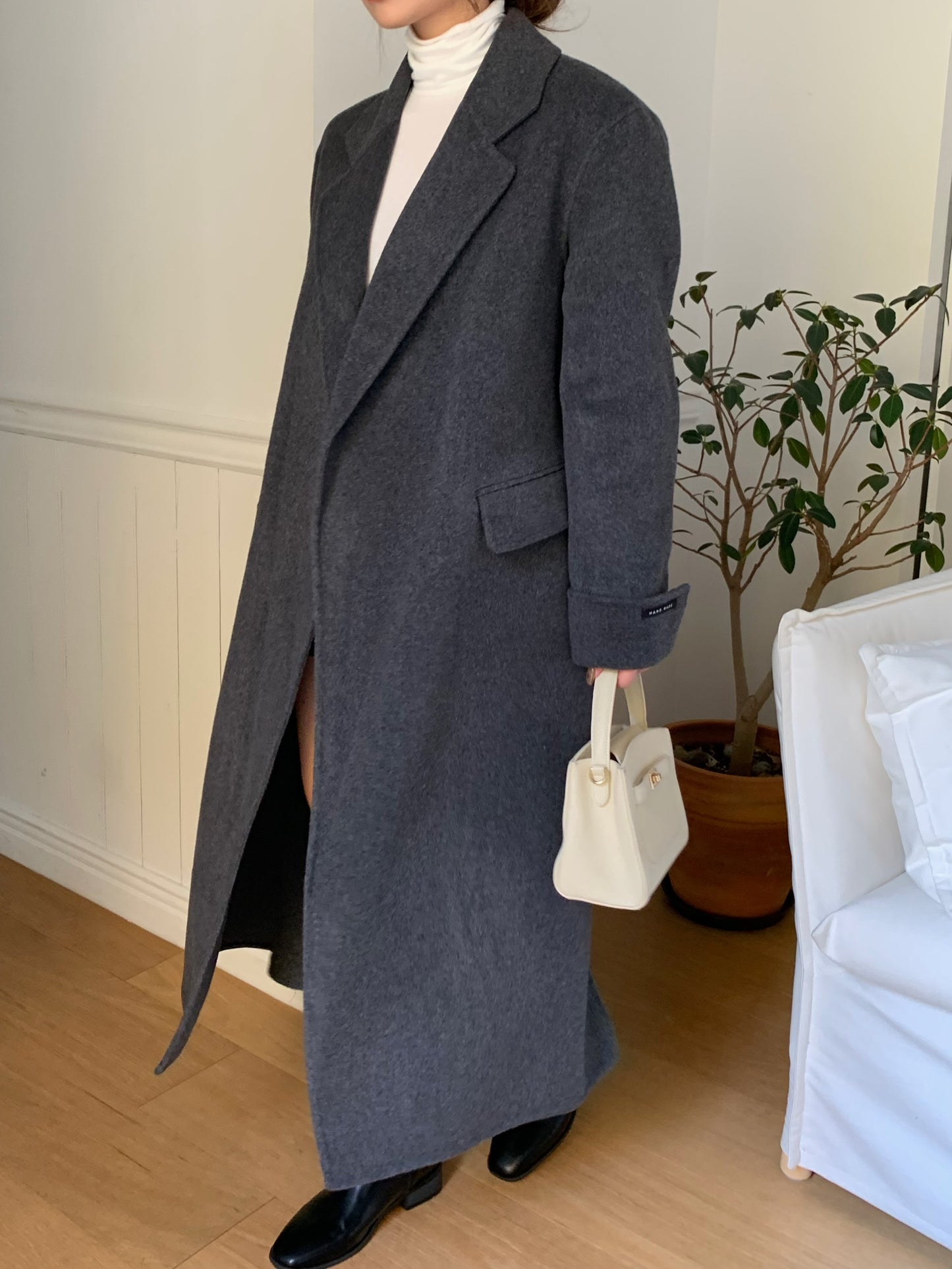 【即納】◆送料無料◆[wool 90％] HAND MADE - luxury long coat / charcoal gray