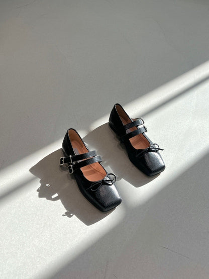 【送料無料】double belt ballerina shoes / 2color