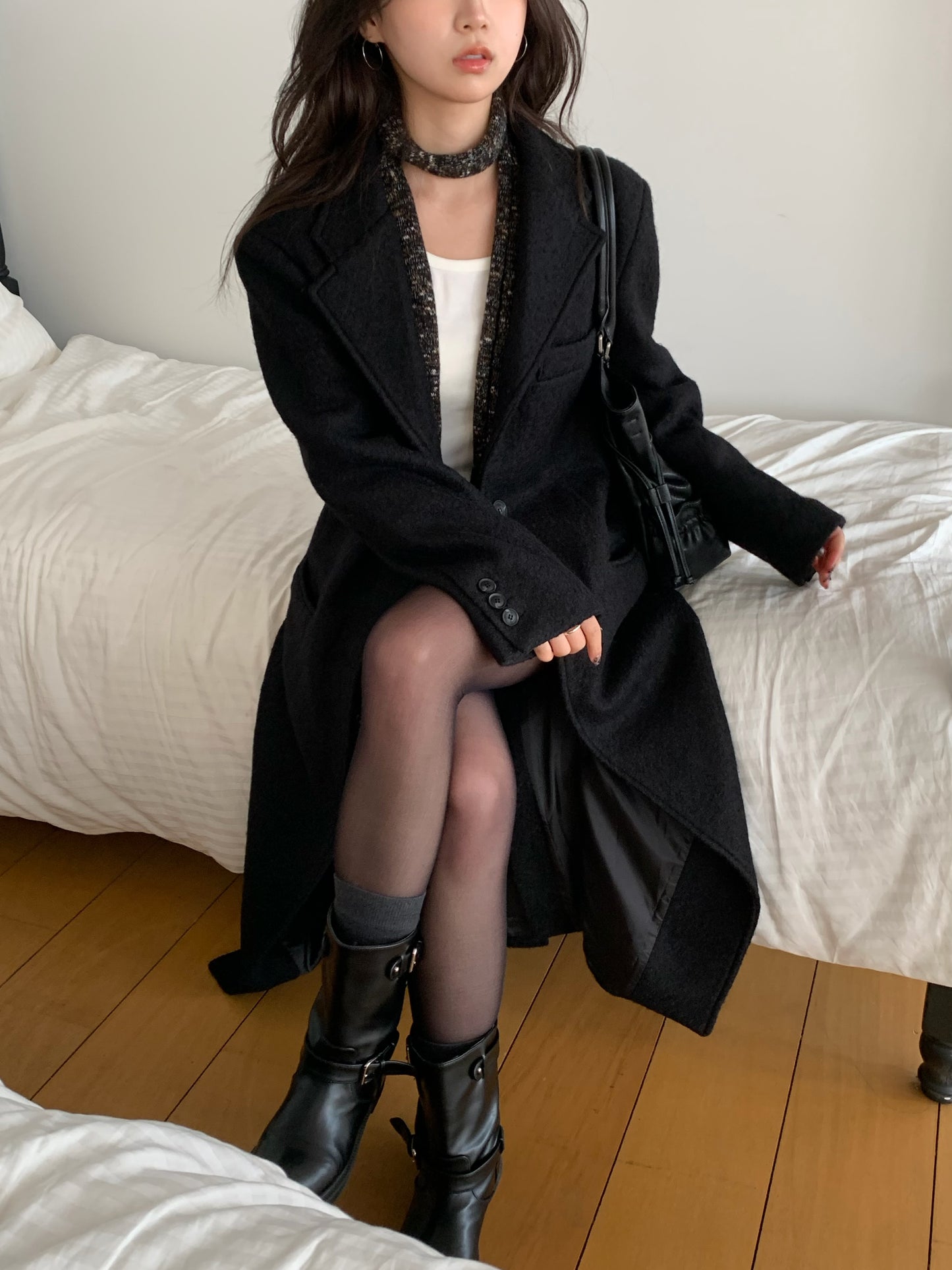 【予約】◆送料無料◆teddy long coat  / black