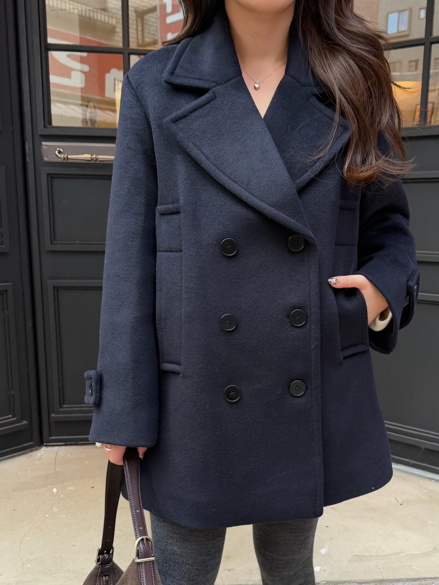 【予約】◆送料無料◆middle feminine Pcoat  / navy