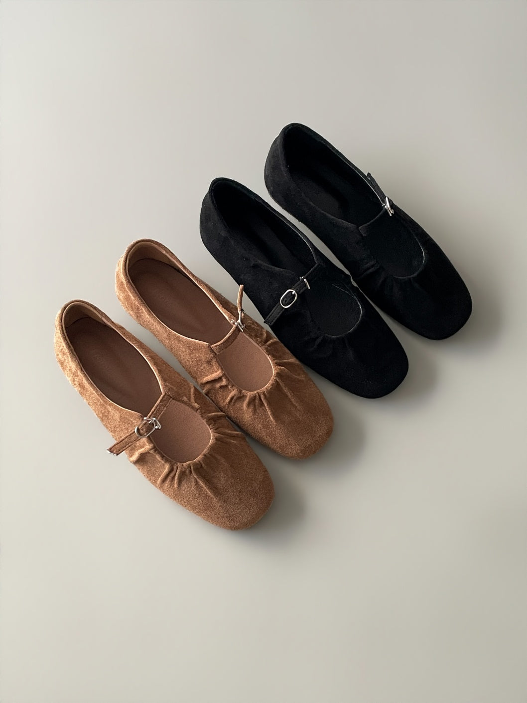 strap gather flat shoes / 2color