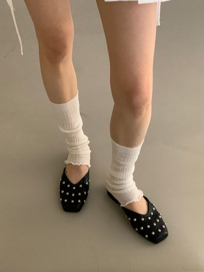 square pointed slipper / 2color