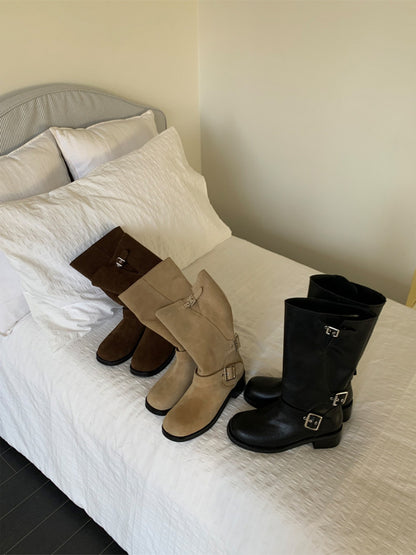 suede belt middle boots (本革) / 3color
