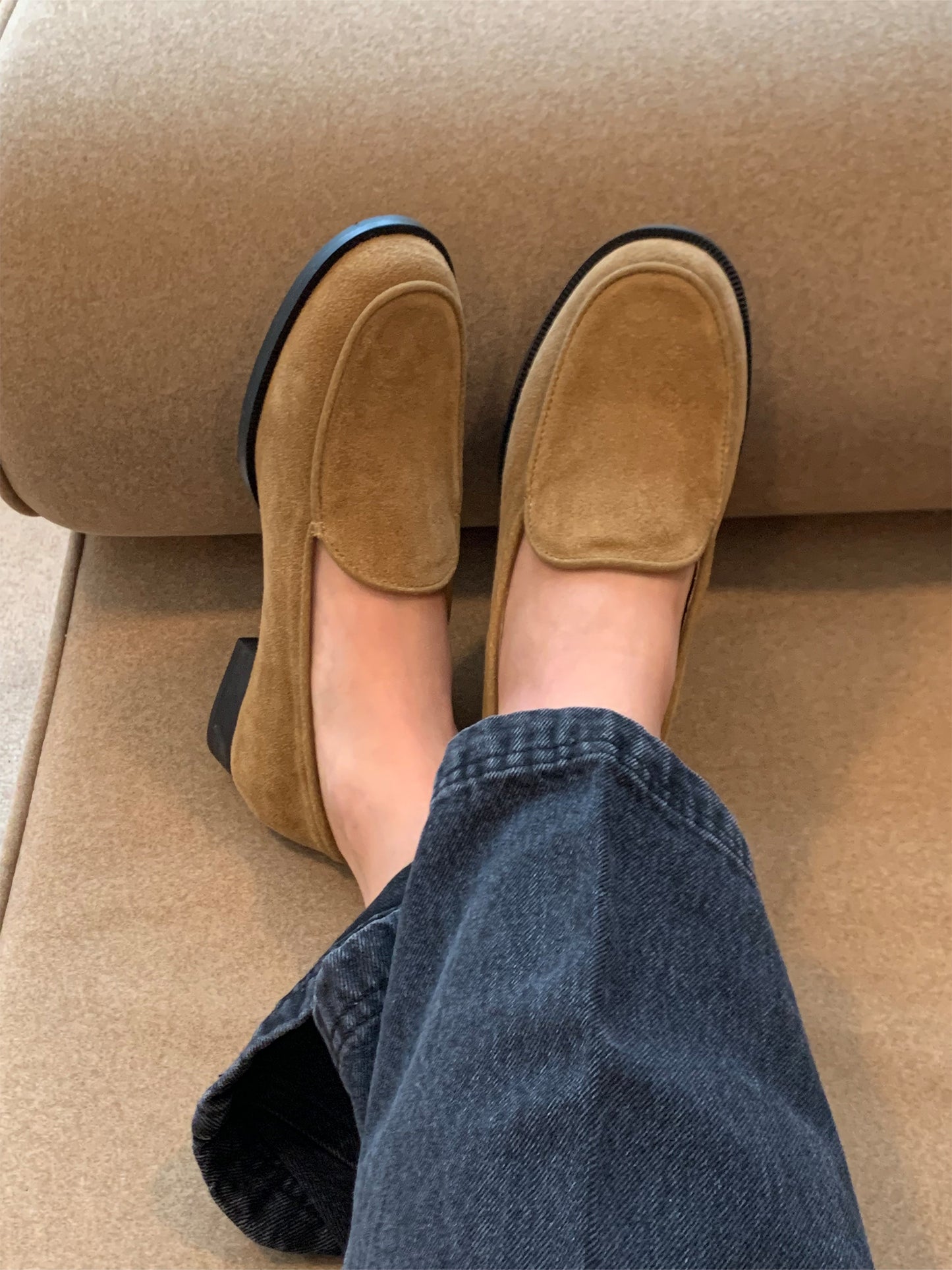 【送料無料】real suede round loafer (本革)