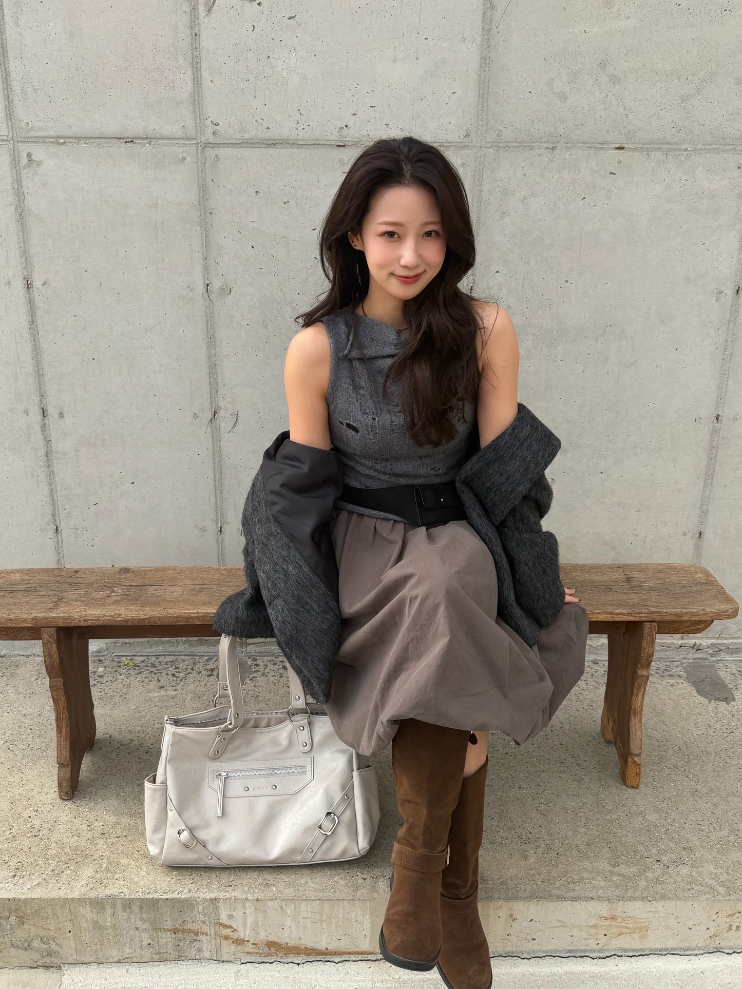 suede belt middle boots (本革) / 3color