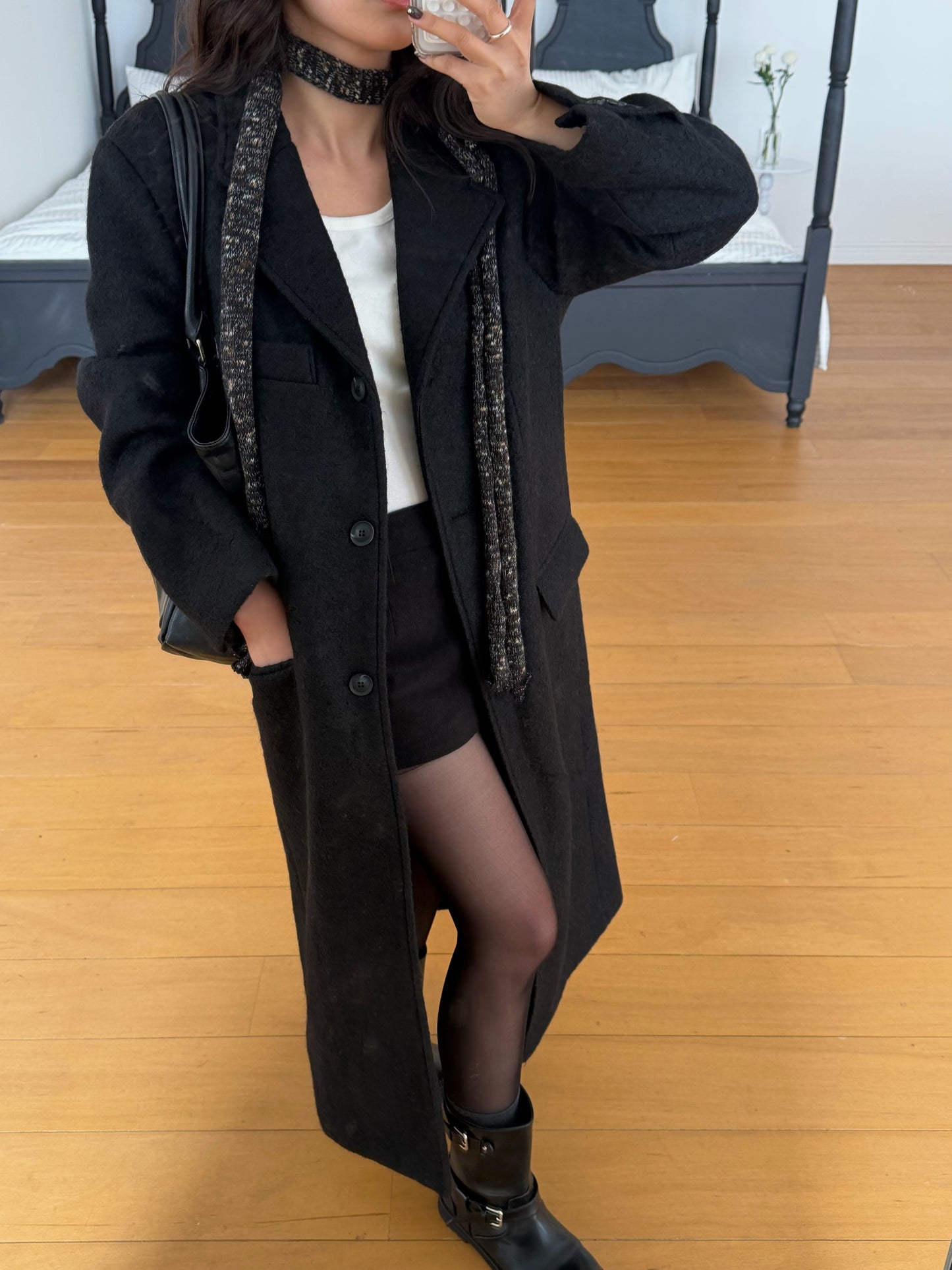 【予約】◆送料無料◆teddy long coat  / black