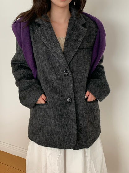 【予約】shaggy overfit jacket coat / ash black