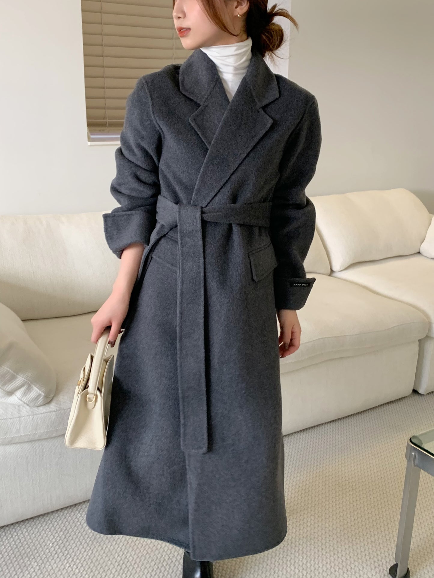 【即納】◆送料無料◆[wool 90％] HAND MADE - luxury long coat / charcoal gray
