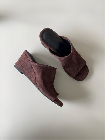 【送料無料】suede wedge heel sandals  / 2color