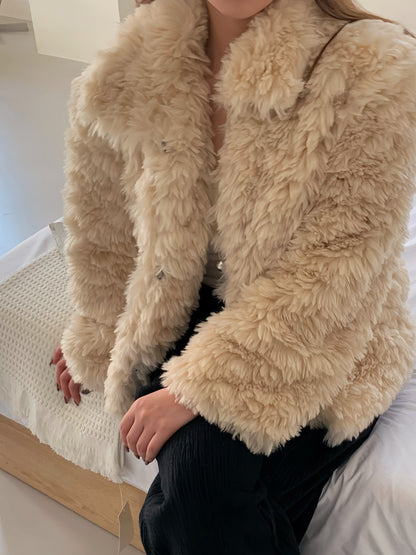 【予約】cotton candy fur jacket / camel