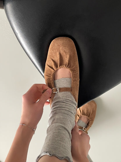 strap gather flat shoes / 2color