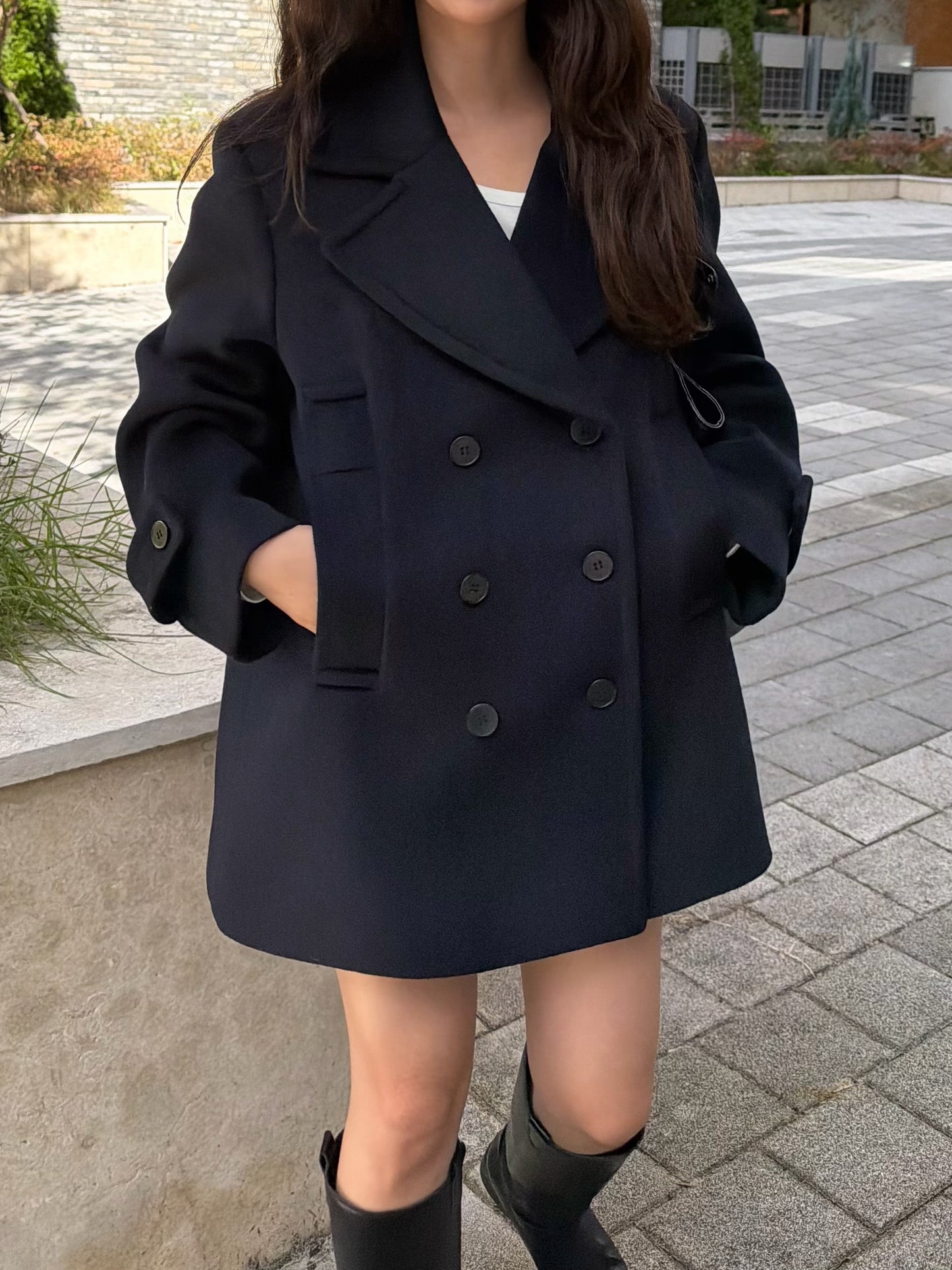 【予約】◆送料無料◆middle feminine Pcoat  / navy