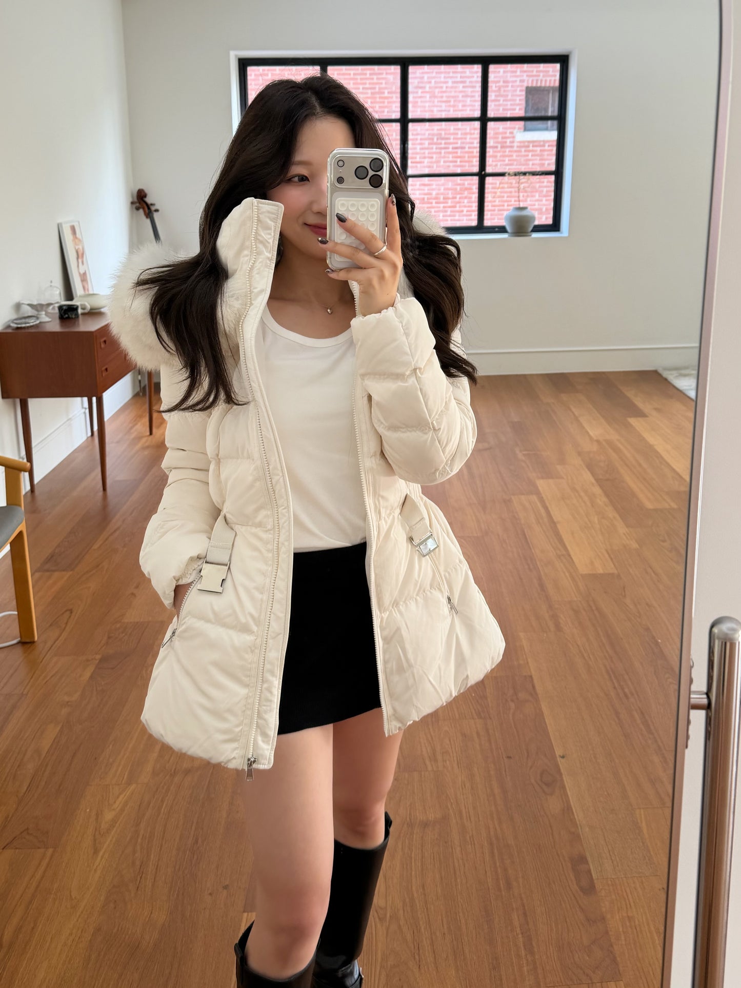 【予約】◆送料無料◆side pocket short down jacket / ivory