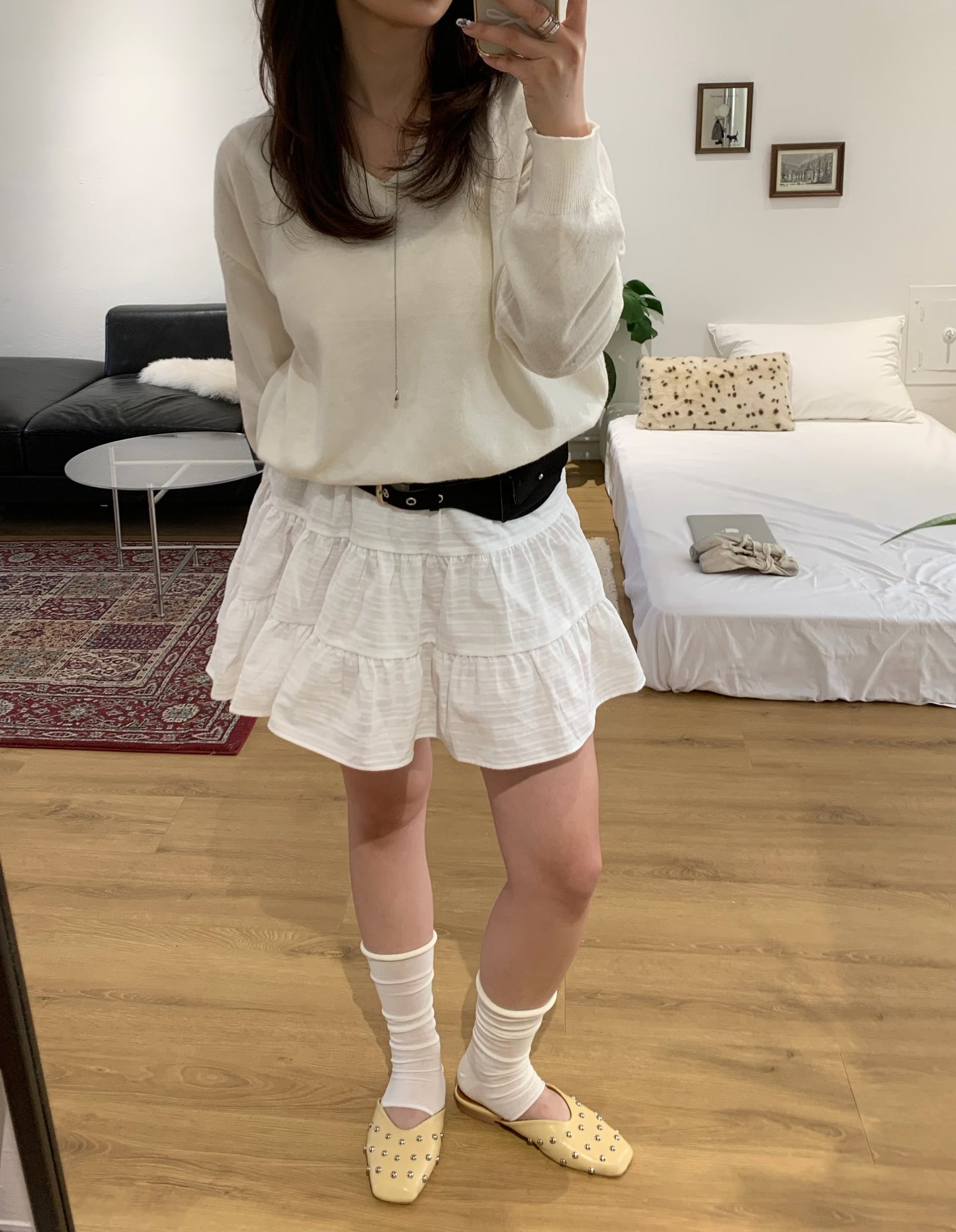 square pointed slipper / 2color