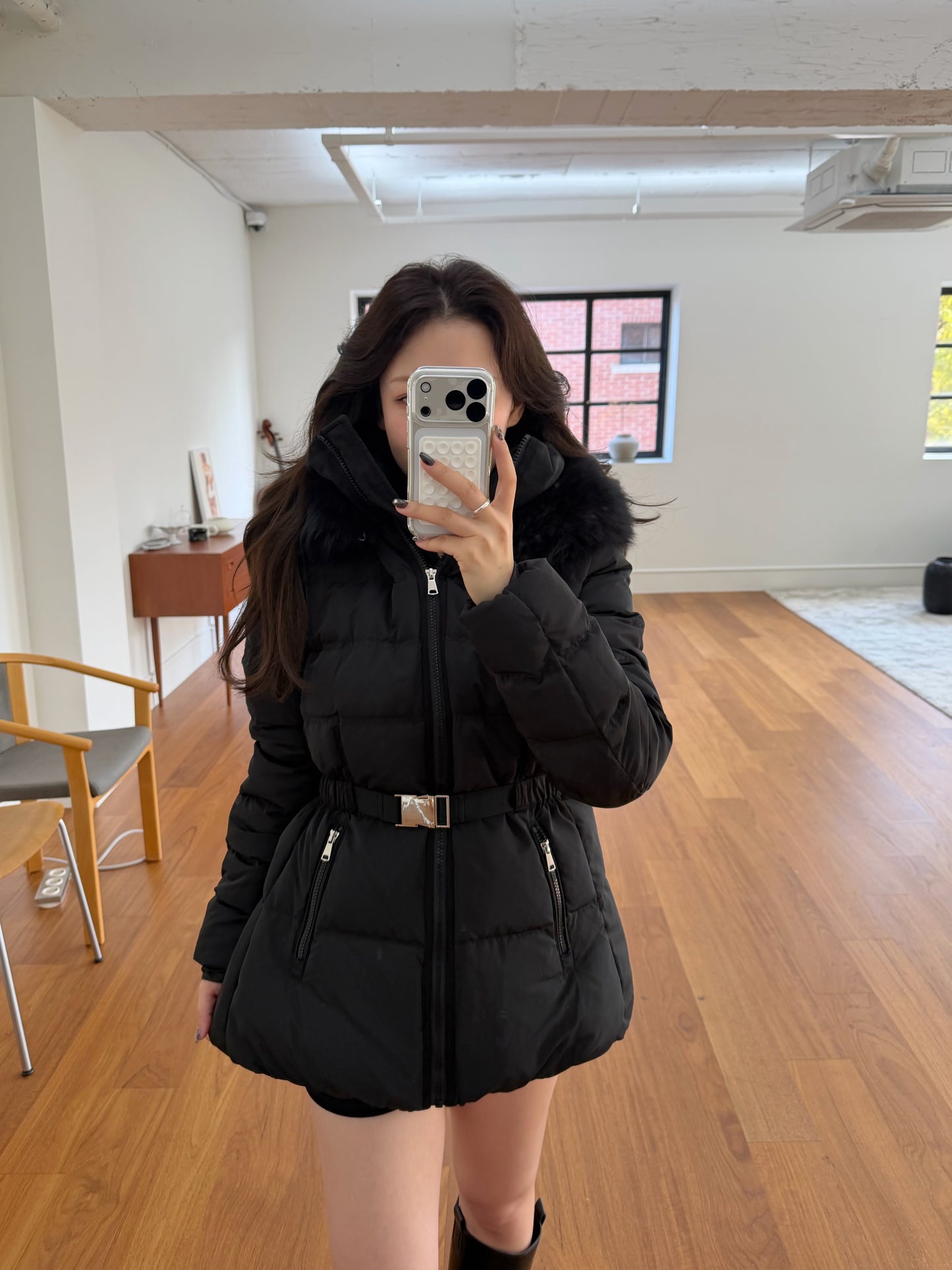 【予約】◆送料無料◆side pocket short down jacket / black