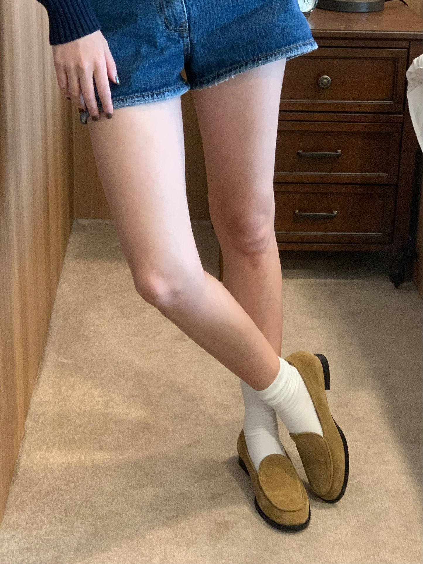 【送料無料】real suede round loafer (本革)