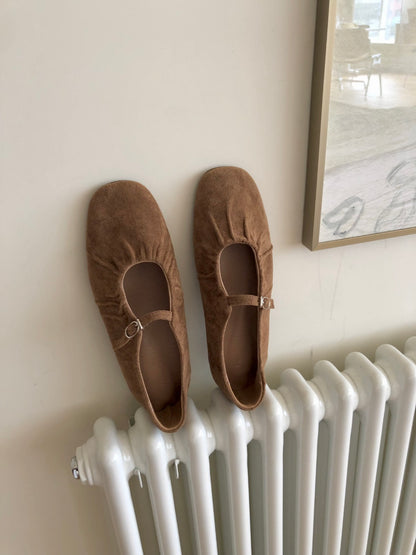 strap gather flat shoes / 2color
