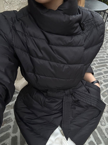 【即納】2way waist ribbon short down / black