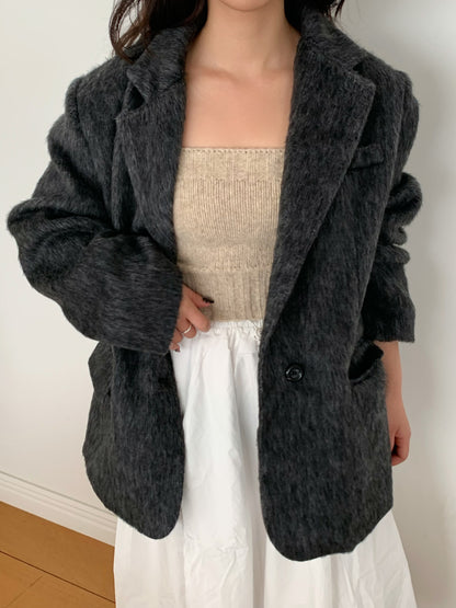 【予約】shaggy overfit jacket coat / ash black