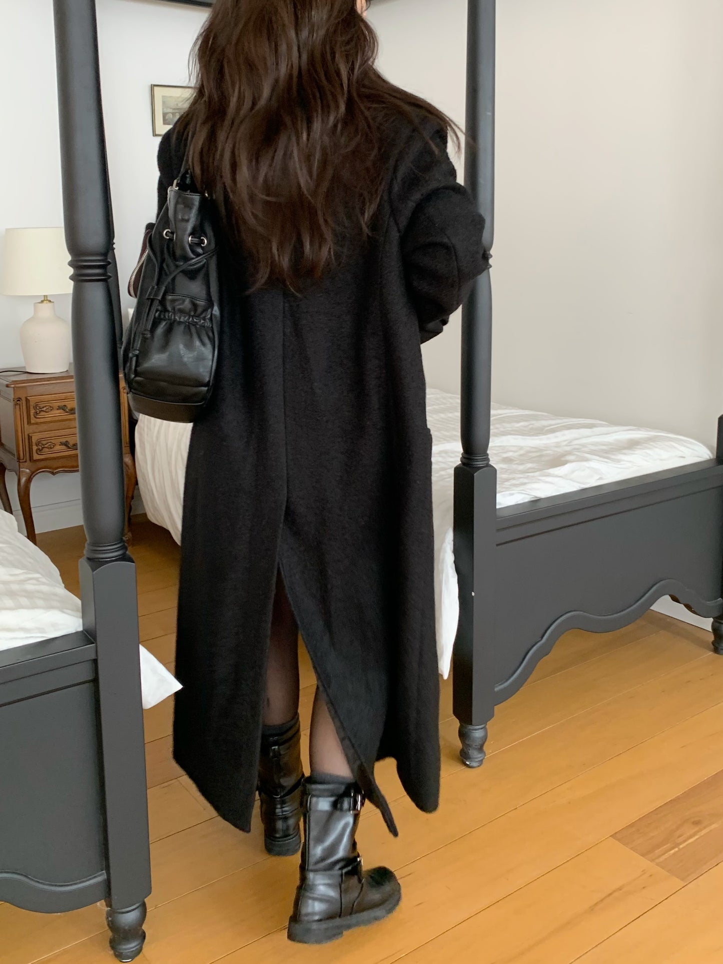 【予約】◆送料無料◆teddy long coat  / black