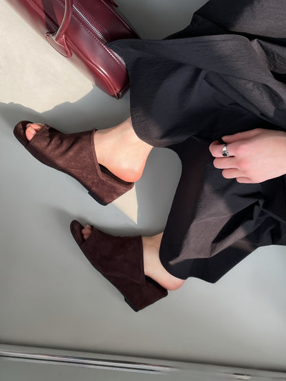 【送料無料】suede wedge heel sandals  / 2color