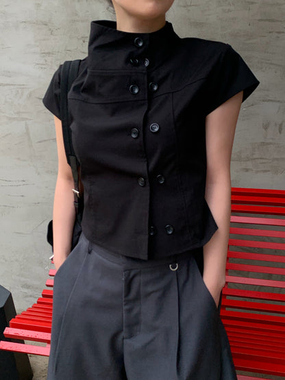 double button trench blouse / 2color