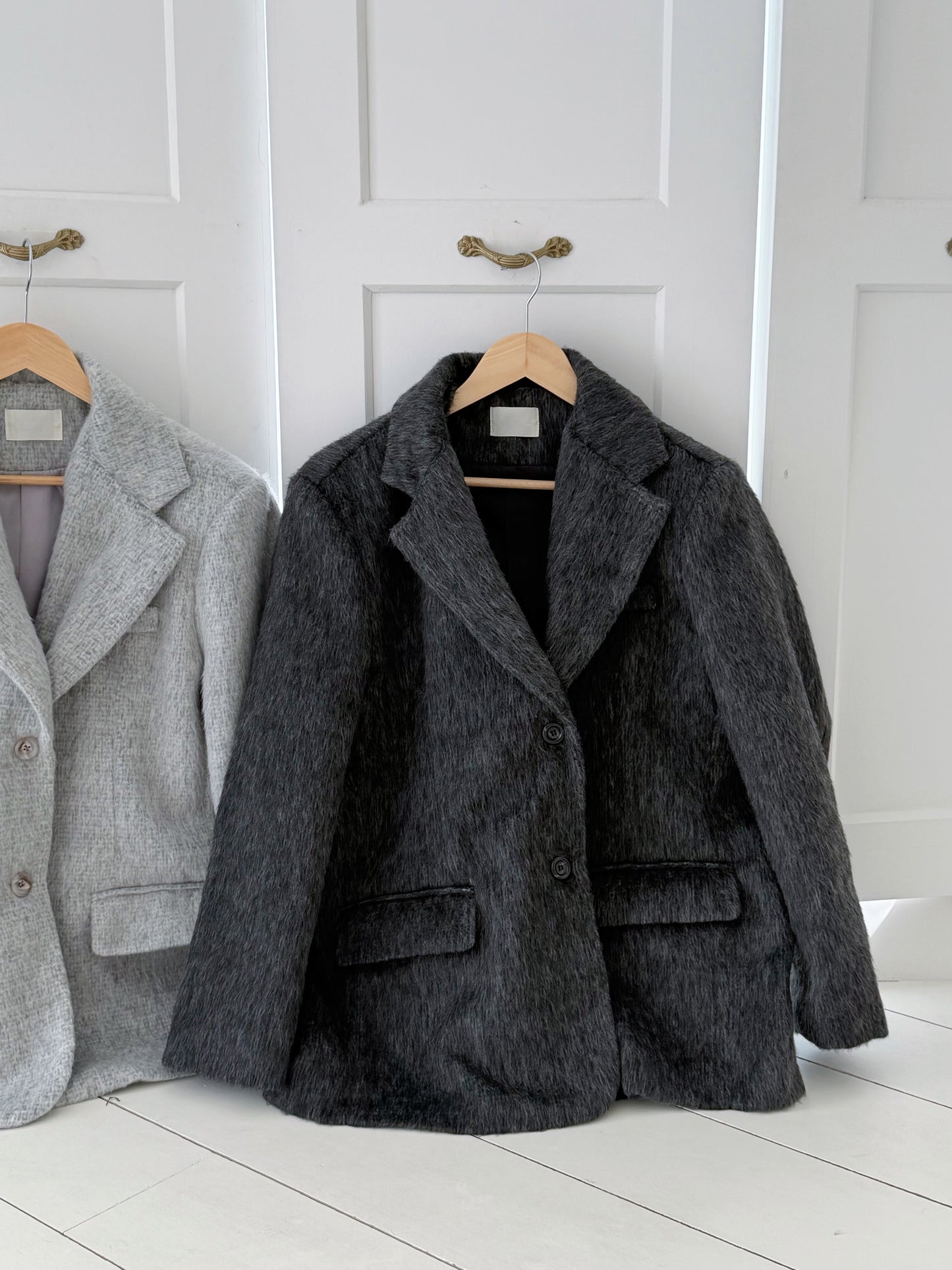 【予約】shaggy overfit jacket coat / ash black