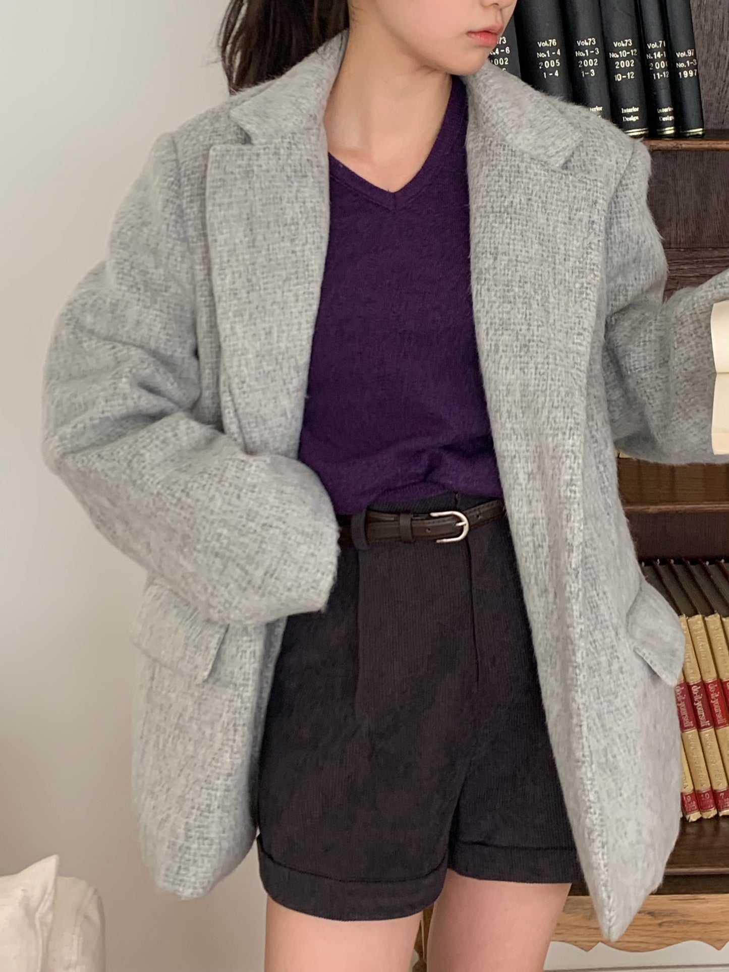 【予約】shaggy overfit jacket coat / light gray