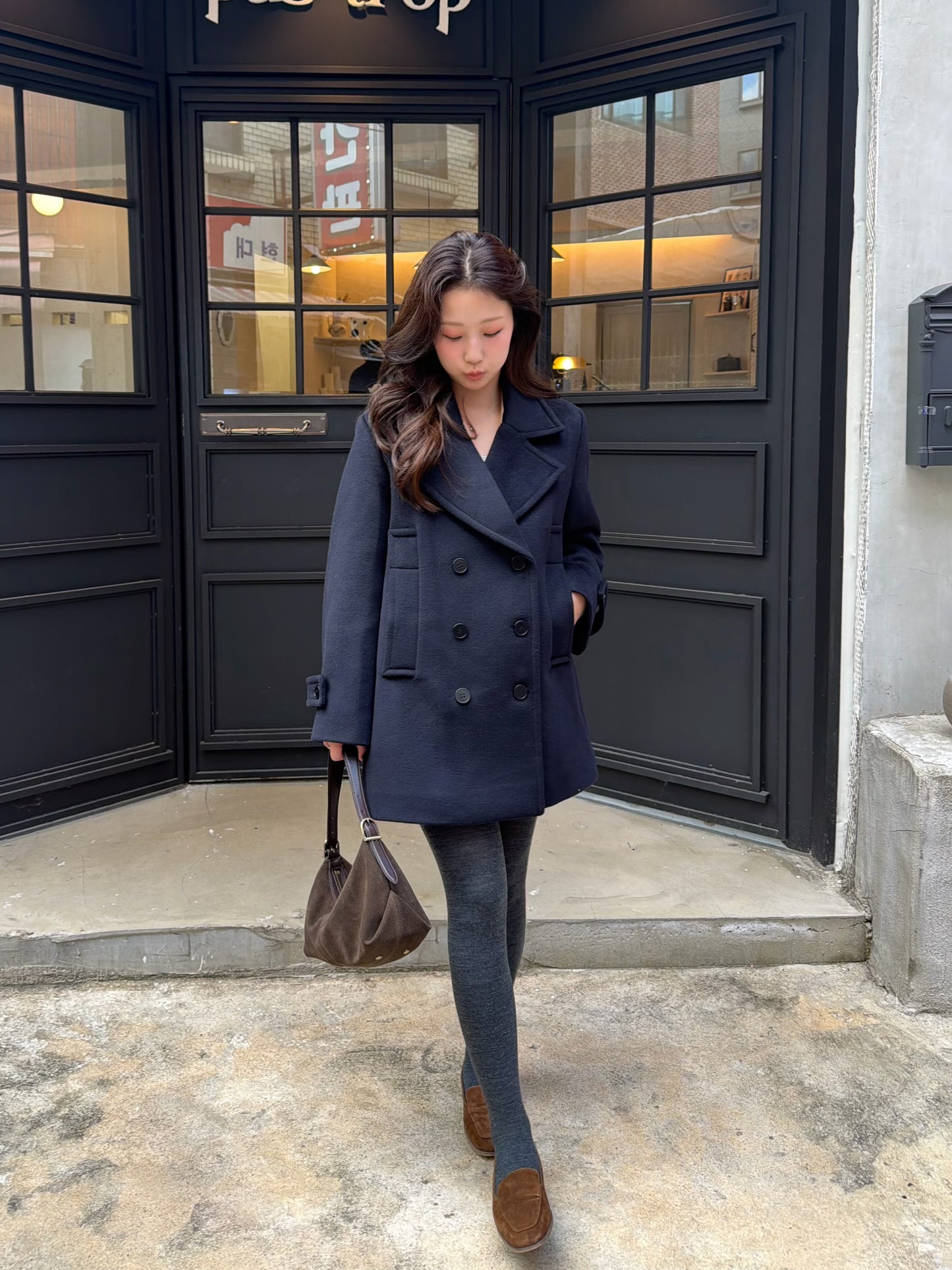 【予約】◆送料無料◆middle feminine Pcoat  / navy