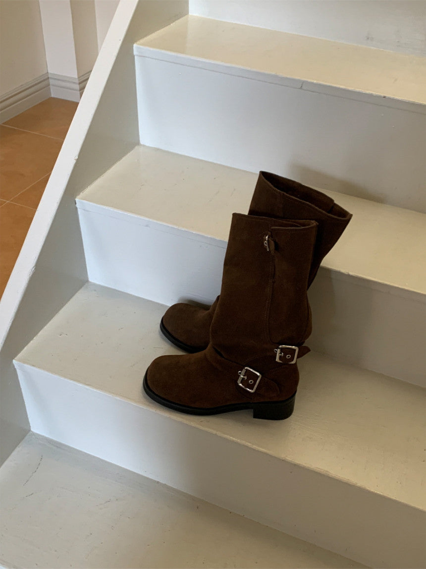suede belt middle boots (本革) / 3color