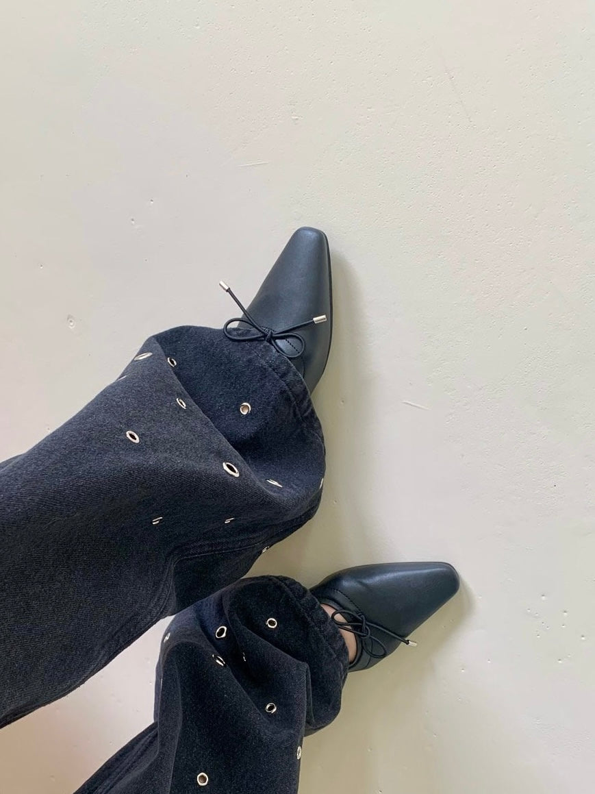 【送料無料】pointed ribbon flat shoes / 3color