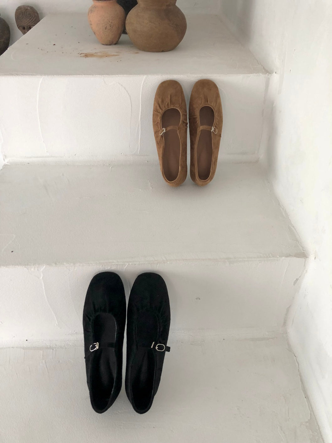 strap gather flat shoes / 2color