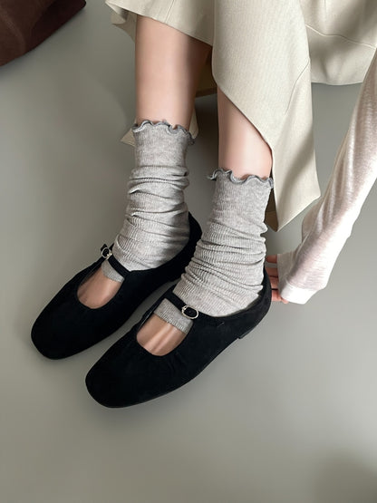strap gather flat shoes / 2color
