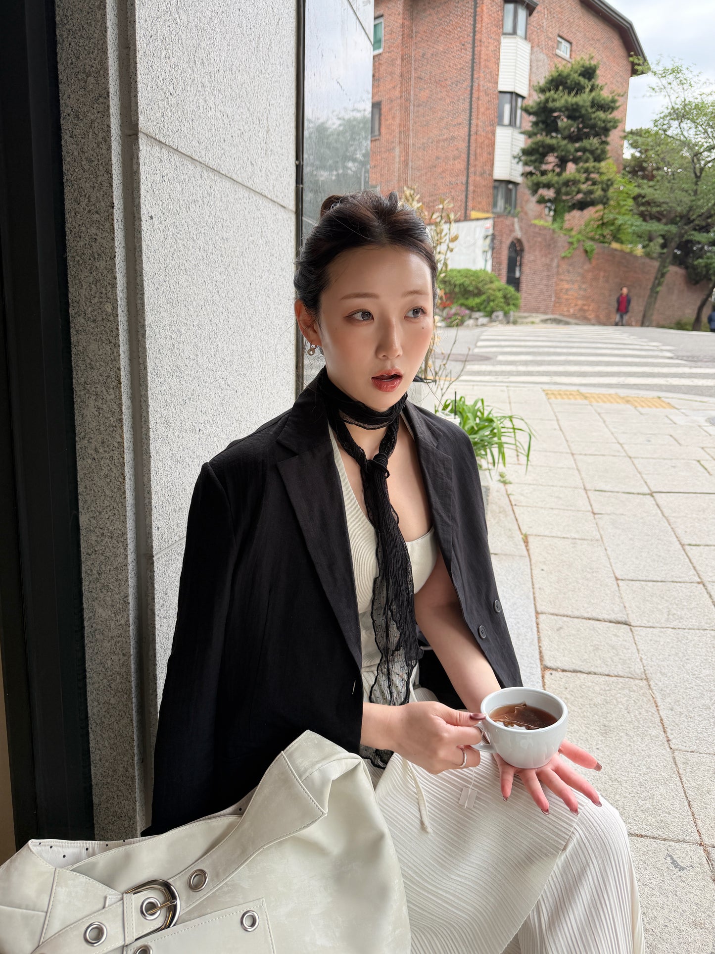 dot see-through scarf / 2color