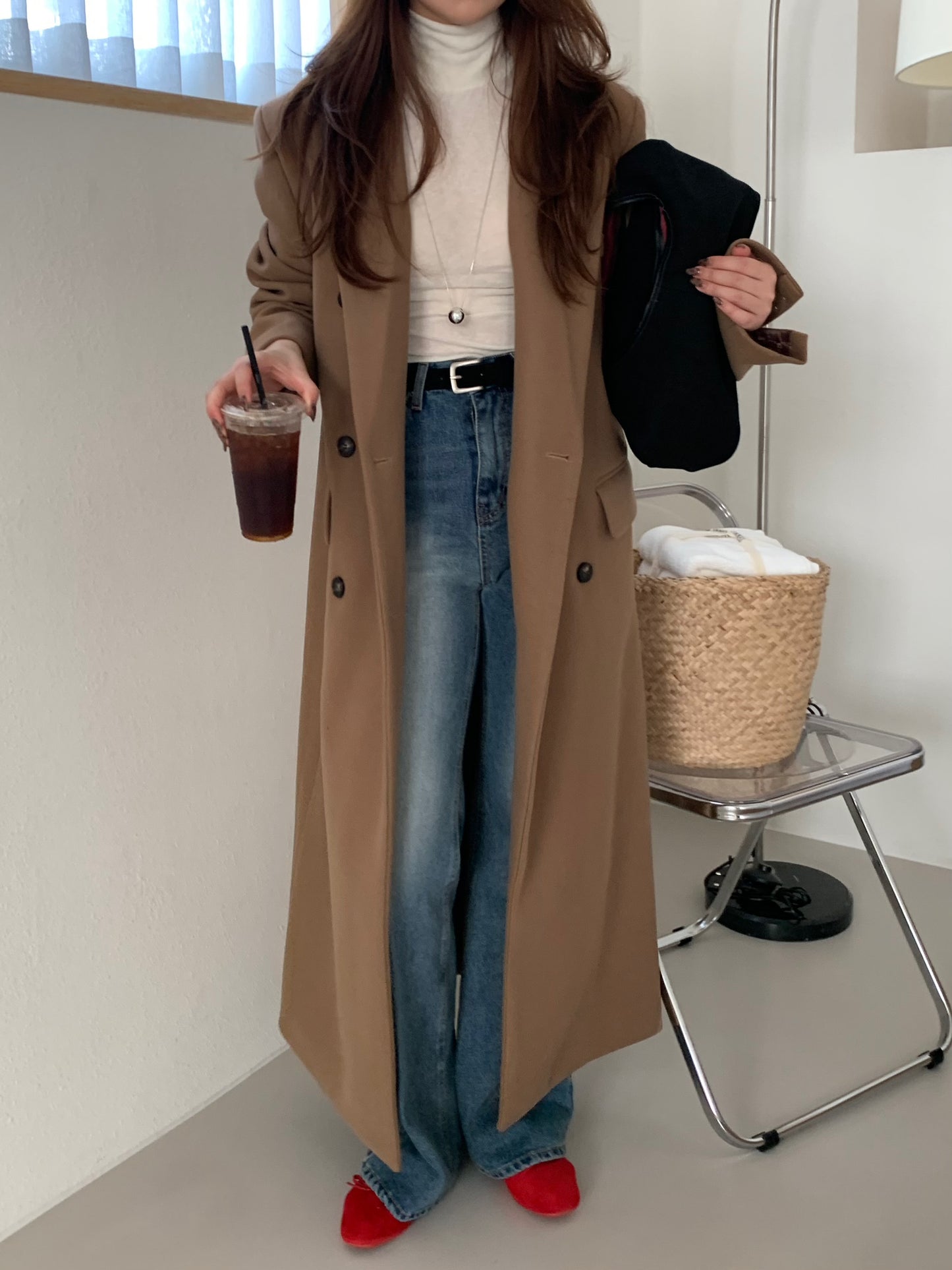 【即納】double bottun over chester coat / brown