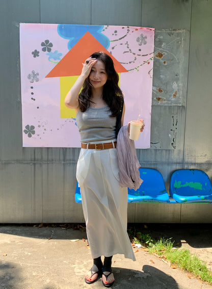 sleeve less round neck top / 6color