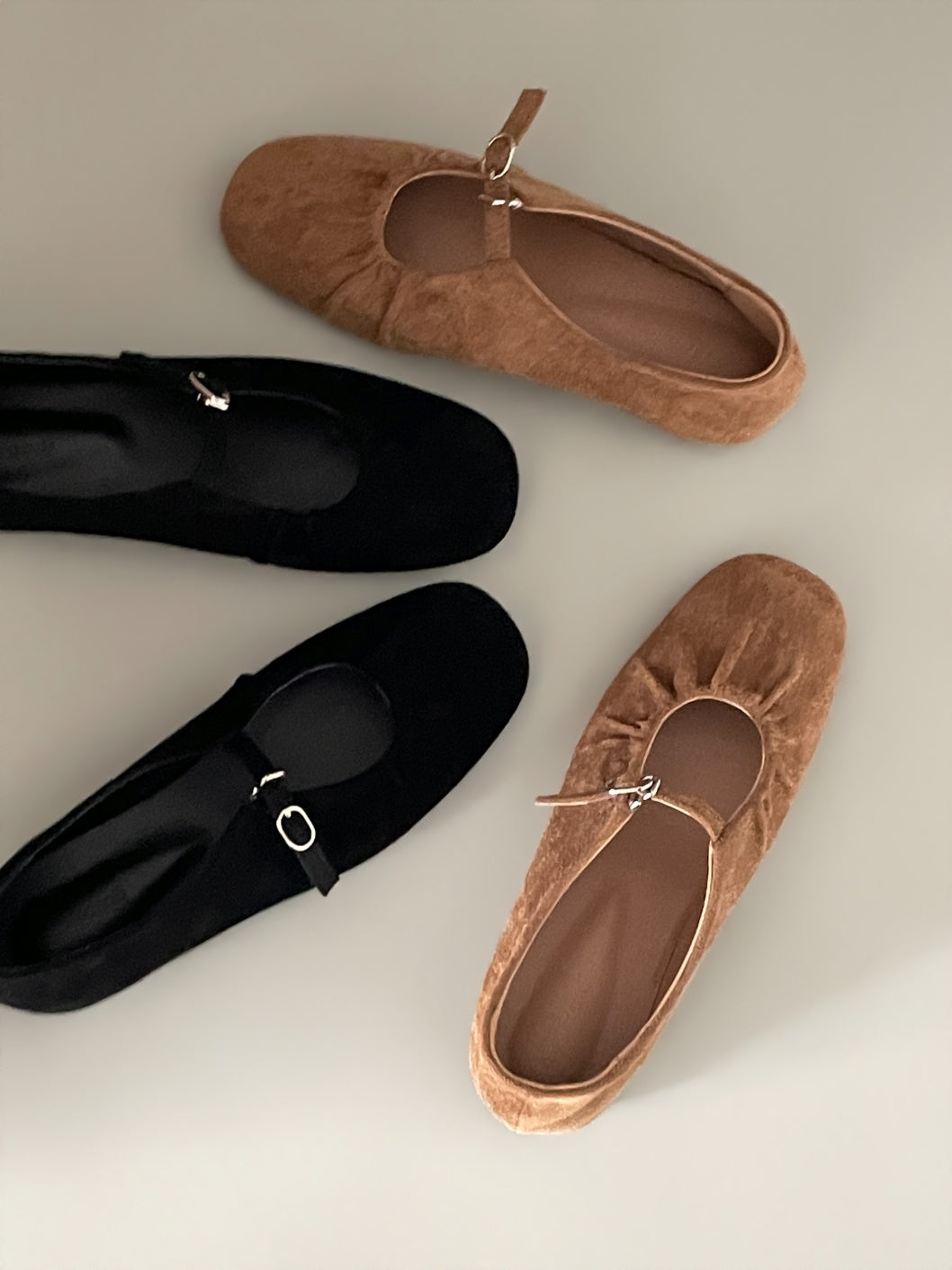 strap gather flat shoes / 2color