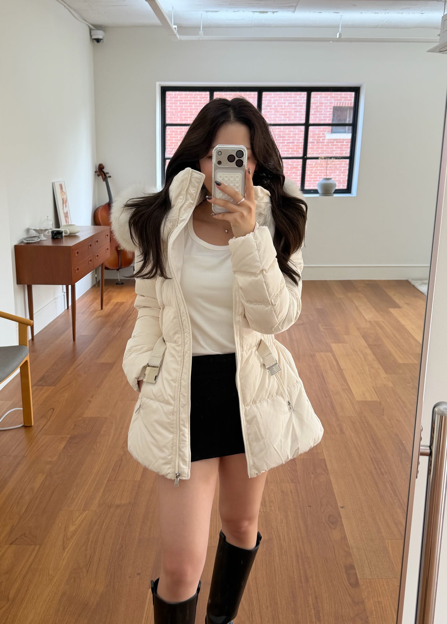 【予約】◆送料無料◆side pocket short down jacket / ivory