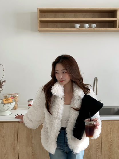 【予約】cotton candy fur jacket / milk white