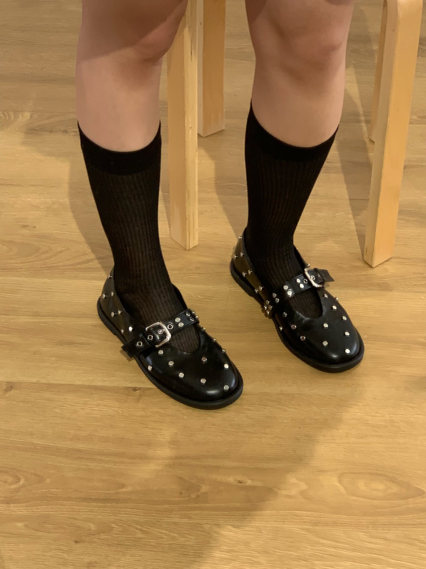 round belt studded loafer